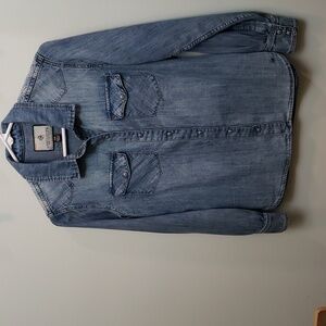 Legendary Whitetails Wash Denim Button Down Shirt Women Size Small Paisley Print